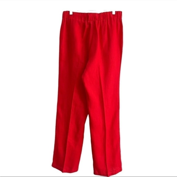 Ellen Tracy Womens Red Linen Pants | Pull-On Trouser Pockets | Size Small - Picture 2 of 9